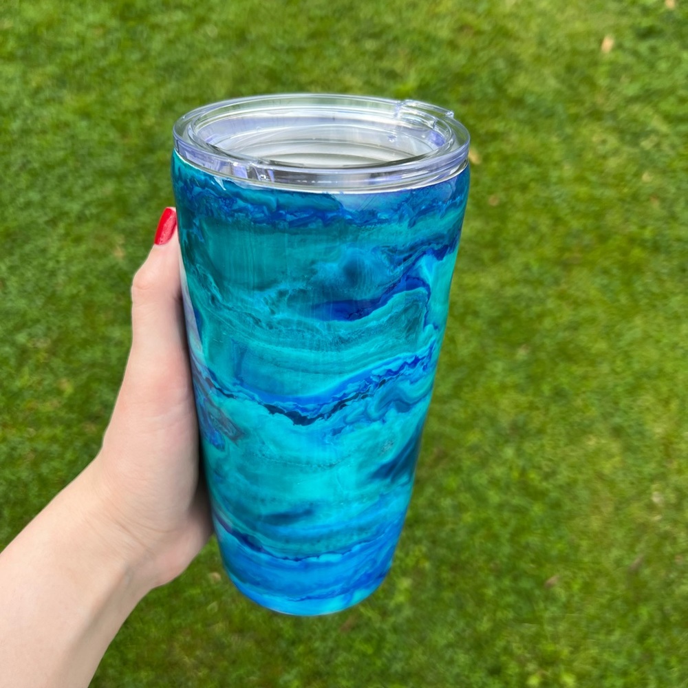 Custom blue marble tumbler!